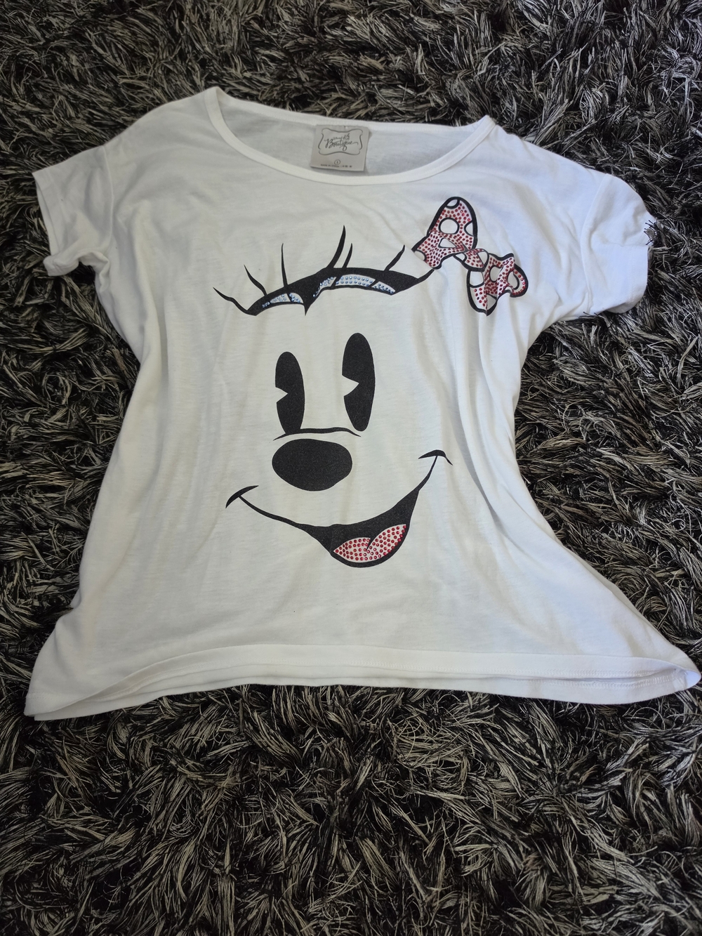 Authentic Disney Boutique Minnie Mouse Rhinestone Graphic Tee